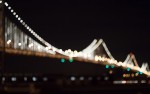 Abstract photograph of expansion bridge at night with lights on